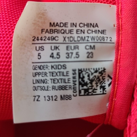 Converse Chuck Taylor Pink All Star Kids Size 5 Skater Shoes Sneakers 244249C - Picture 11 of 11